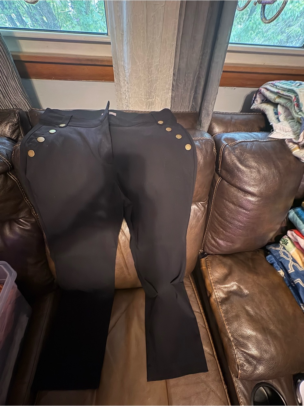 Maurices Black High-Waist Button-Accent Trousers
